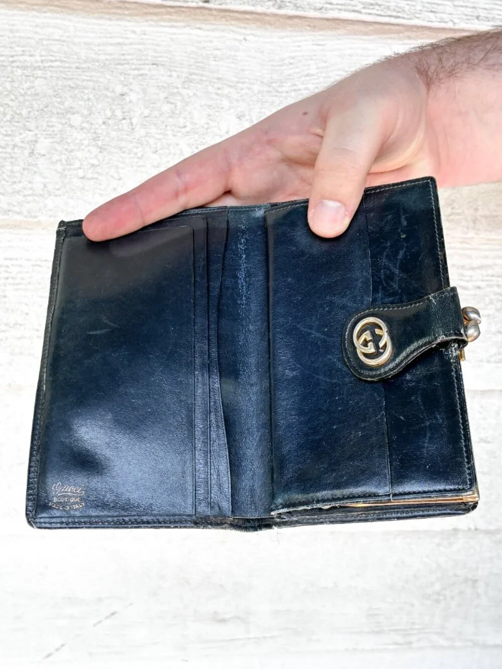 Vintage Gucci Boutique Blue GG Supreme Monogram French Wallet – Made in Italy - Picture 5 of 9
